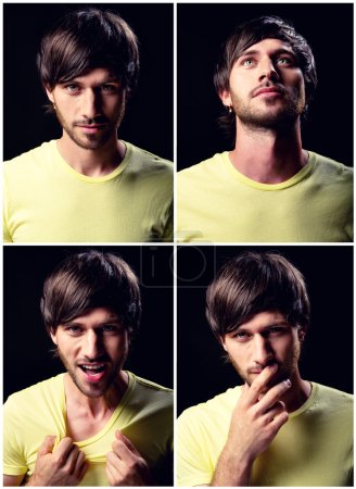 facial expressions of handsome man